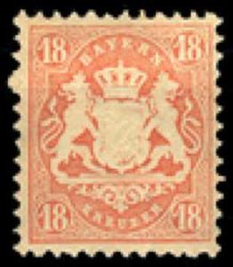 Stamp, Bayern coat of arms Wm 2, German States,  