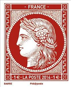 Stamp, Ceres 1F carmine of the typeset 1849, France,  