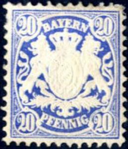Stamp, Bayern coat of arms Wm2, German States,  
