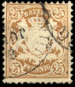 Stamp, Bayern coat of arms Wm2, German States,  