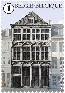 Stamp, Grand Place of Mons: Hôtel du Blanc Lévrier, Belgium,  , Townscapes / City Views