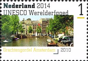 Stamp, Canal belt Amsterdam, Netherlands,  , Ships, Canals, UNESCO World Heritage Sites, Townscapes / City Views