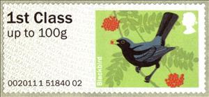 Stamp, Common Blackbird (Turdus merula), United Kingdom of Great Britain & Northern Ireland,  , Birds, Animals (Fauna)