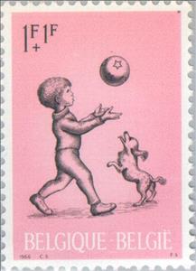 Stamp, Playing childs, Belgium,  , Mammals, Dogs, Toys, Children, Children's Play, Animals (Fauna)