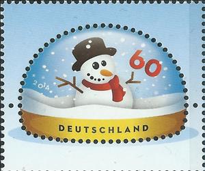 Stamp, Snowman in snowglobe, Germany, Federal Republic,  , Snow, Snowmen