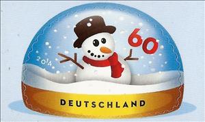 Stamp, Snowman in snowglobe, Germany, Federal Republic,  , Snow, Snowmen