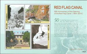 Mini Sheet, 50th Anniversary of the Red Flag Canal, Zambia,  