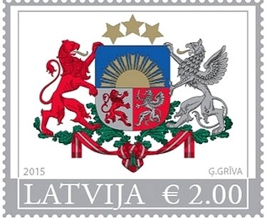 Coat of arms of the Republic of Latvia (silver frame)