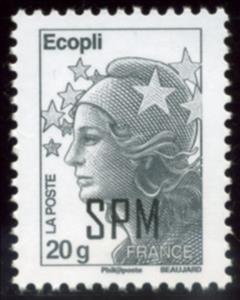 Stamp, Typography overprint, Saint Pierre and Miquelon,  