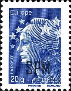 Stamp, Typography overprint, Saint Pierre and Miquelon,  