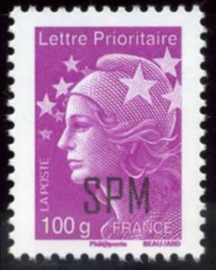 Stamp, Typography overprint, Saint Pierre and Miquelon,  