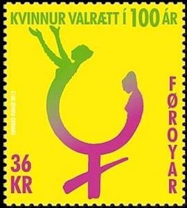 Stamp, 100 Years of Women's Suffrage, Faroe Islands,  