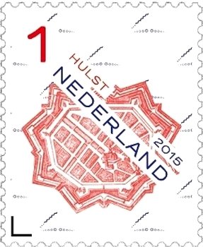 Stamp, Beautiful Netherlands 2015, the fortified city Hulst, Netherlands,  