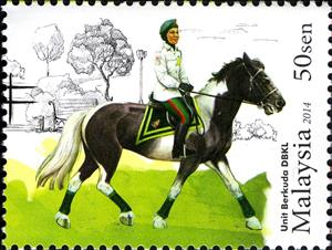 Stamp, DBKL Mounted Unit, Malaysia,  , Horses, Equestrianism and horse riding