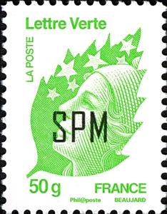 Stamp, Typography overprint, Saint Pierre and Miquelon,  