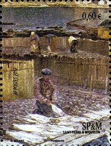 Stamp, „Le travail des graves“, Saint Pierre and Miquelon,  