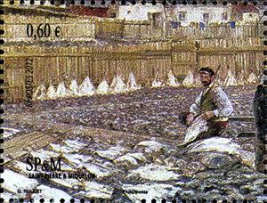 Stamp, „Le travail des graves“, Saint Pierre and Miquelon,  