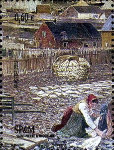 Stamp, „Le travail des graves“, Saint Pierre and Miquelon,  