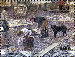 Stamp, „Le travail des graves“, Saint Pierre and Miquelon,  