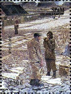 Stamp, „Le travail des graves“, Saint Pierre and Miquelon,  