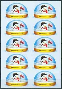 Mini Sheet, Foil Sheet Snowman in snowglobe, Germany, Federal Republic,  , Snowmen