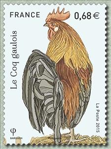 Stamp, Gallic rooster, France,  