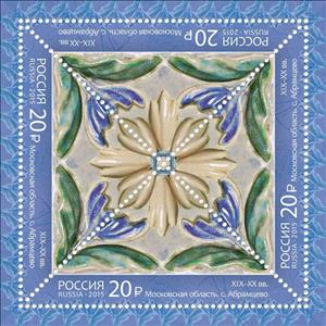 Mini Sheet, Ceramic tiles. Moscow region. Abramtsevo. XIX-XX c., Russia,  