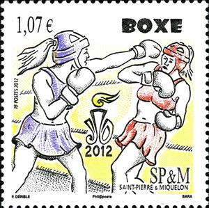 Stamp, Women's boxing, Saint Pierre and Miquelon,  , Olympic Games, Boxing