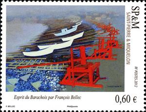 Stamp, Spirit of Barachois by François Bellec, Saint Pierre and Miquelon,  , Paintings