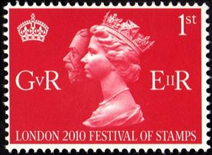 Stamp, King George V and Elizabeth II (London 2010 Festival of Stam, United Kingdom of Great Britain & Northern Ireland,  , Heads of State, Royalty, Kings, Queens