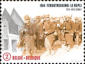 Stamp, The Withdraw of Belgian Troops, Belgium,  , First World War