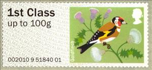 Stamp, European Goldfinch (Carduelis carduelis), United Kingdom of Great Britain & Northern Ireland,  , Birds, Animals (Fauna)