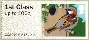 Stamp, House Sparrow (Passer domesticus), United Kingdom of Great Britain & Northern Ireland,  , Birds, Animals (Fauna)