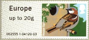 Stamp, House Sparrow (Passer domesticus), United Kingdom of Great Britain & Northern Ireland,  , Birds, Animals (Fauna)