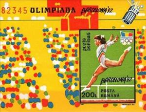 Souvenir Sheet, Summer Olympics, Barcelona 1992, Romania,  , Olympic Games, Gymnastics