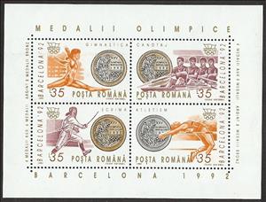 Souvenir Sheet, Romanian Medalists in Barcelona, Romania,  , Olympic Games