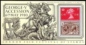Souvenir Sheet, George V Accession Centenary - Business Design Centre, United Kingdom of Great Britain & Northern Ireland,  , Heads of State, Royalty, Kings, Queens