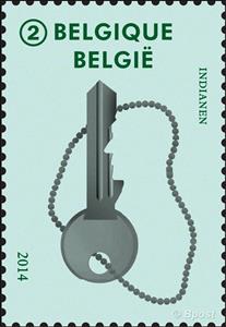 Stamp, Optical Illusions: key and profile, Belgium,  