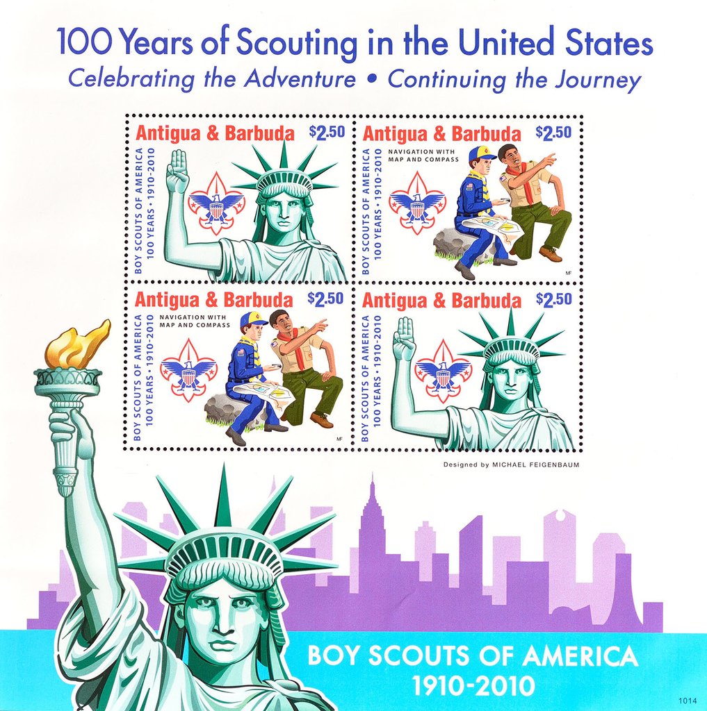 Statue of Liberty with Scout Greeting and Scouts with Map an