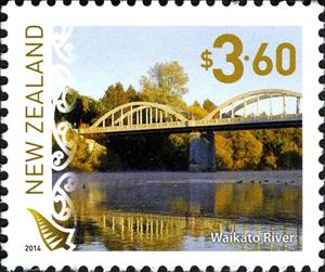 Stamp, Waikato River, New Zealand,  , Landscapes, Bridges, Rivers