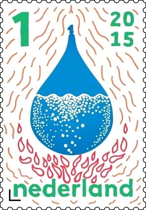 Stamp, A balloon stays cool above fire, Netherlands,  