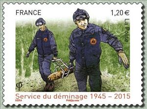 Stamp, Demining Service 1945-2015, France,  