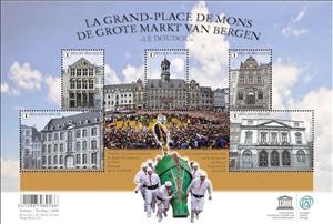 Souvenir Sheet, Souvenir Sheet Grand Place of Mons, Belgium,  , Townscapes / City Views