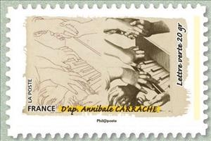 Stamp, According. Annibale Carracci, France,  