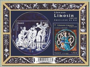 Souvenir Sheet, Leonard LIMOSIN, enameller King, France,  
