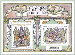 Souvenir Sheet, Feuillet - The great moments history of France: Charlemagne, France,  