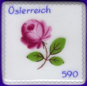 Stamp, Augarten Porcellaine („Vienna Rose“), Austria,  , Flowers, Roses