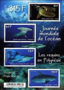 Souvenir Sheet, Sharks - MiNo. 1265-68, French Polynesia,  , Sharks