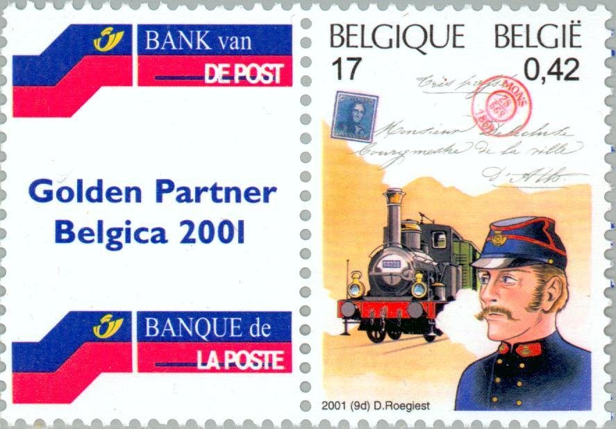 Postman 19th Century + tab Bank van de Post - Banque de la P