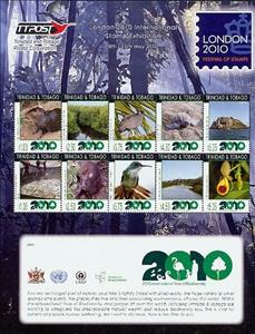 Mini Sheet, Sheet of 10, a-j, Trinidad and Tobago,  , Flowers, Birds, Fruits, Vegetables